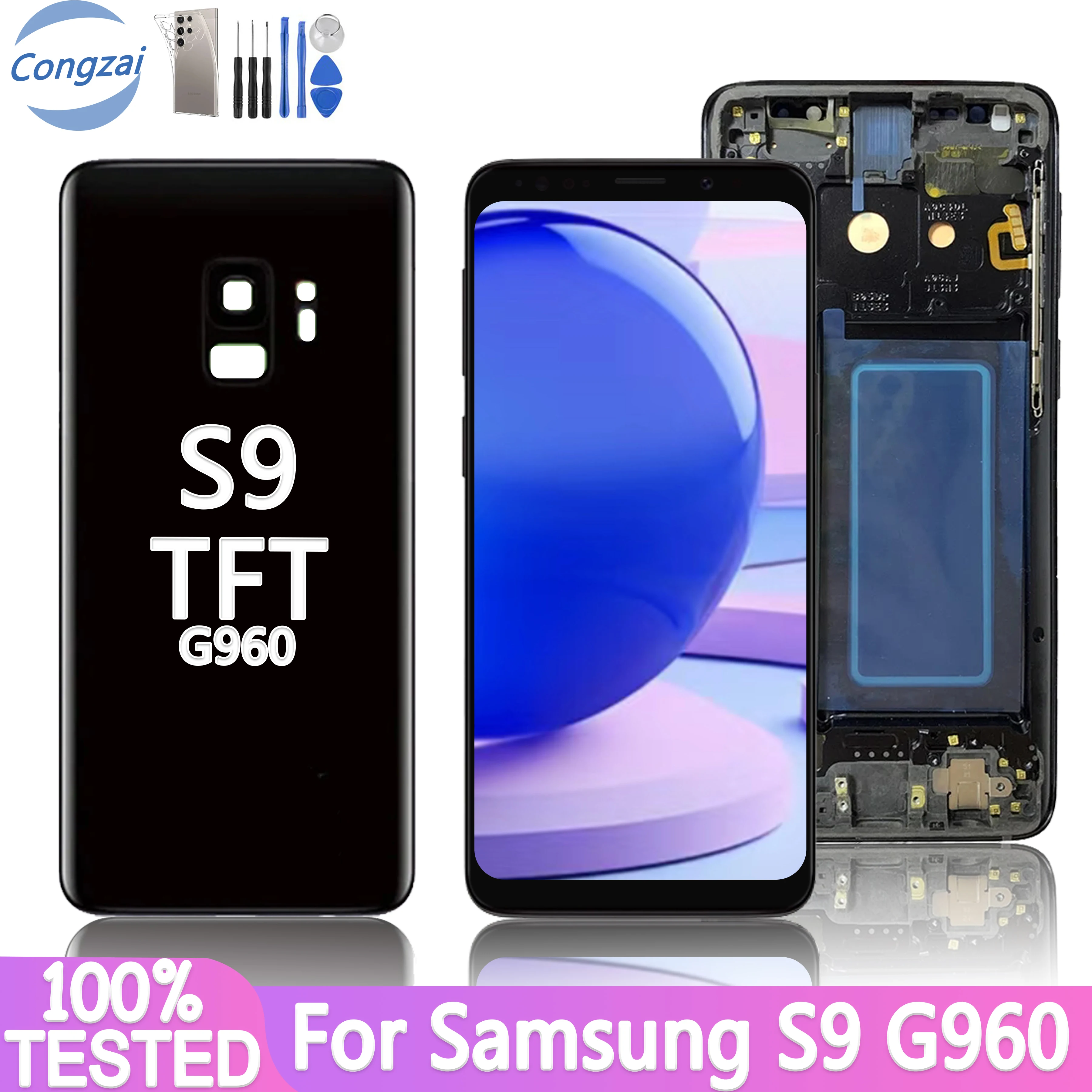 NEW TFT LCD Display For Samsung Galaxy S9 G960 G960f G960N G960U Touch Screen Digitizer For S9 Touch Replacement, No Fingerprint