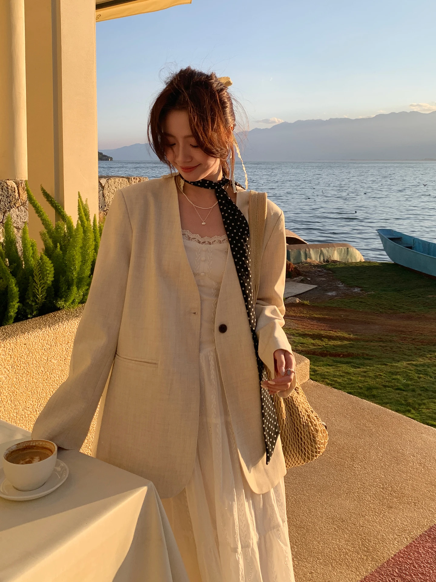 

Свободный крой, корейский стиль, женский пиджак, простой, цвета тауни, деловой костюм, эластичный, повседневный, для работы, на каждый день, немнущийся