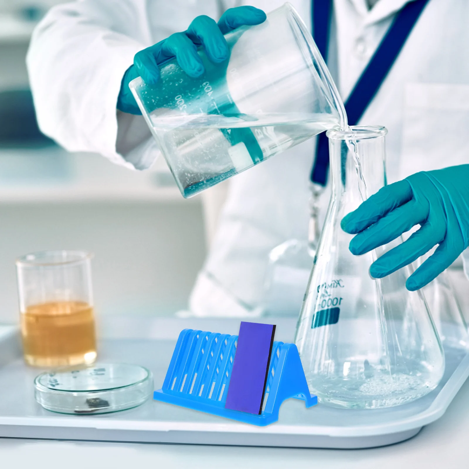 

2 Pcs Microscope Slides Staining Rack Glass Plate Drying Holder Longlasting Plastic Space Saving Laboratory Use Efficient