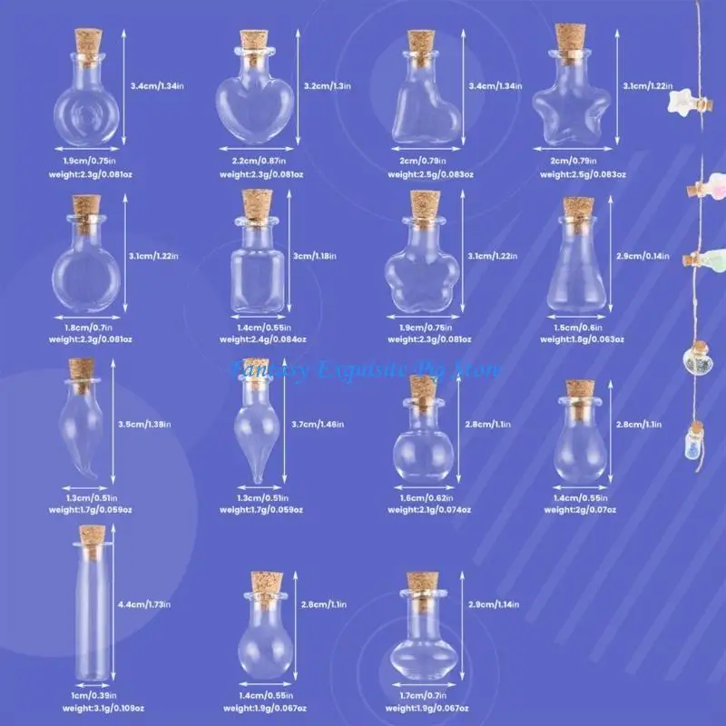 30 عبوة من الزجاجات الزجاجية الصغيرة المعلقة من الزجاجات الفريدة من نوعها، زجاجات زجاجية مناسبة للحرف اليدوية والمجوهرات #6