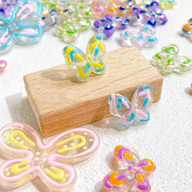 Lovely Hand-painted Candy Butterfly Acrylic Beads  DIY Makes Jewelry, Hair Accessories Necklaces, Bracelets, Accessory Materials