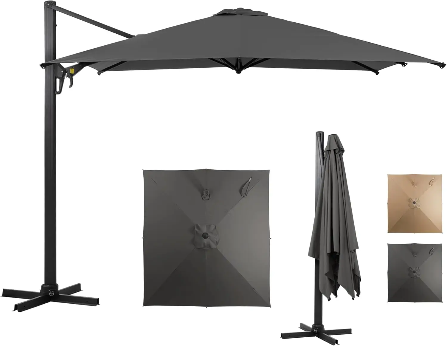 

Striped Outdoor Patio Umbrella with Push Button Tilt, Crank, and Sturdy Aluminum Ribs for Deck, Lawn, Pool & Backyard
