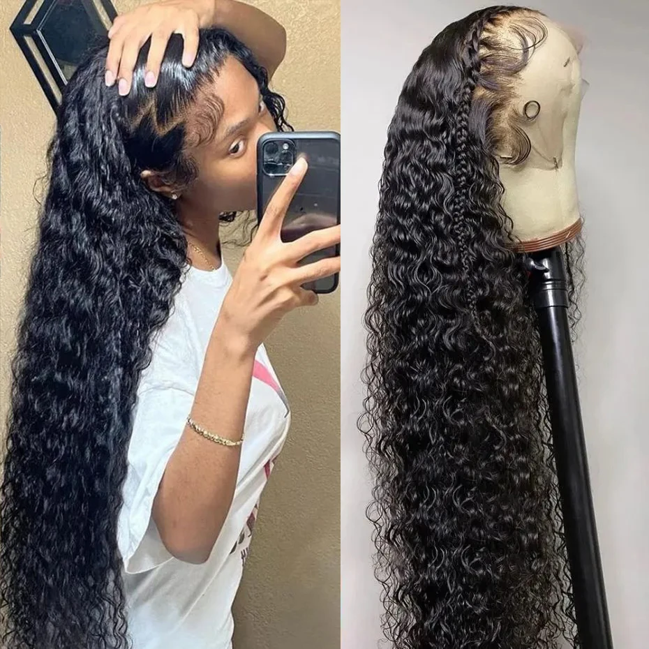 200% Deep Wave 13x4 HD Lace Front Wig Human Hair For Women Brazilian Curly Hair Lace Frontal Wig Pre Plucked Lace Closure Wig