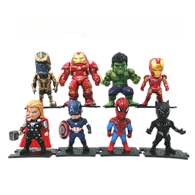6PCS Q Version Avengers Figures – Hulk Iron Spider-Man Captain America Thor Groot Action Figure Model Toy Gift