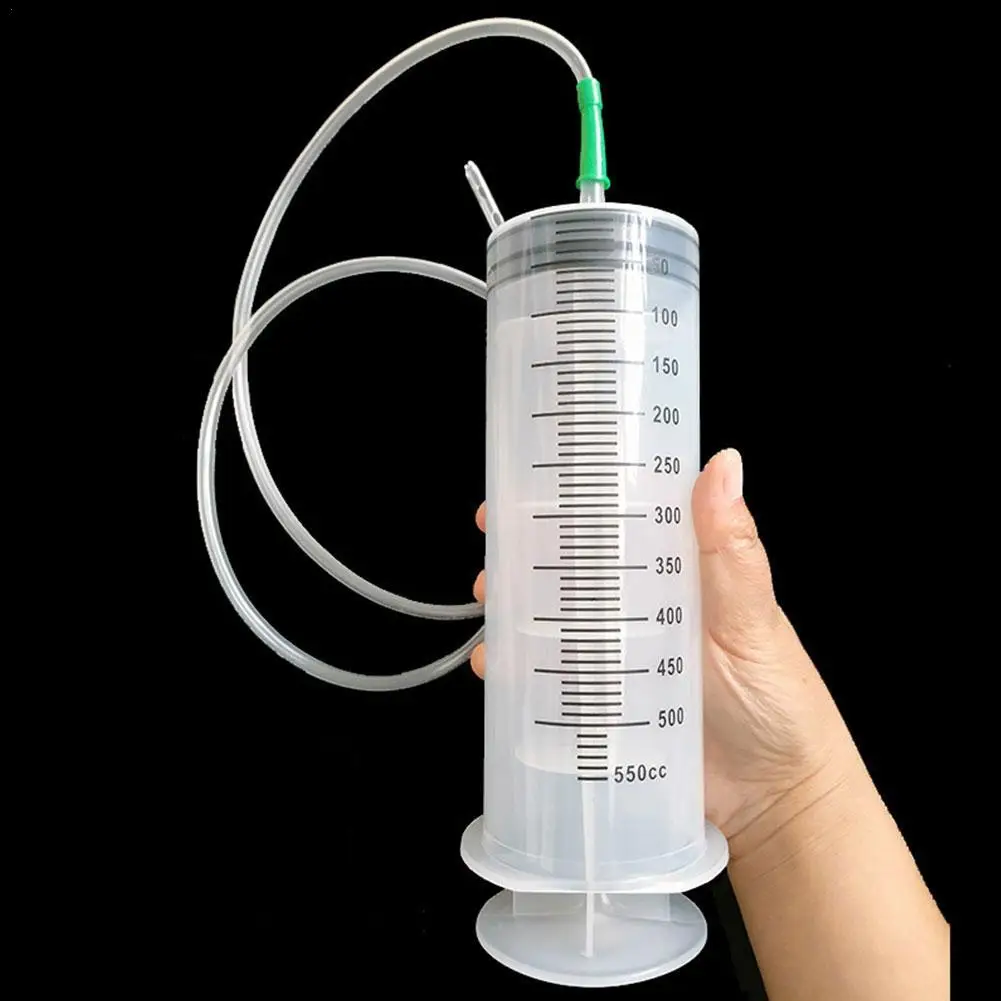 550ML Huge Capacity Syringe Reusable Pump Measuring With Scale Syringe With Tube PET Oil Glue Water Applicator High Quality