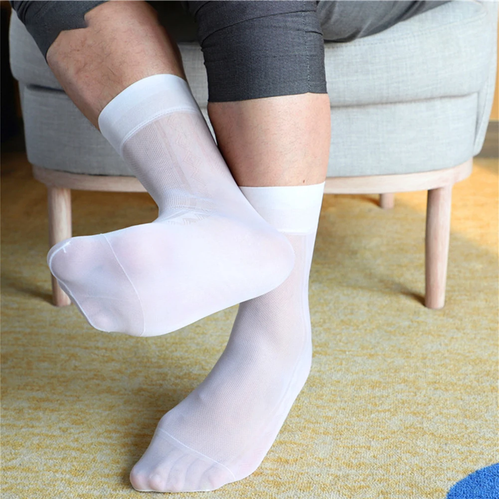 

Men Socks Stay Fashion Forward with Mens Thin Sheer Silk Evening Transparent Dress Business Thin Breathable Socks