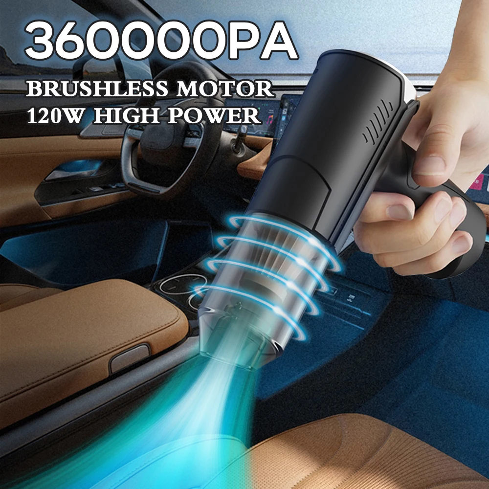 360000PA Car Vacuum Cleaner Strong Suction Cordless Bower Wireless Cleaner Portable HandHeld Brushless Motor Cleaning Machines