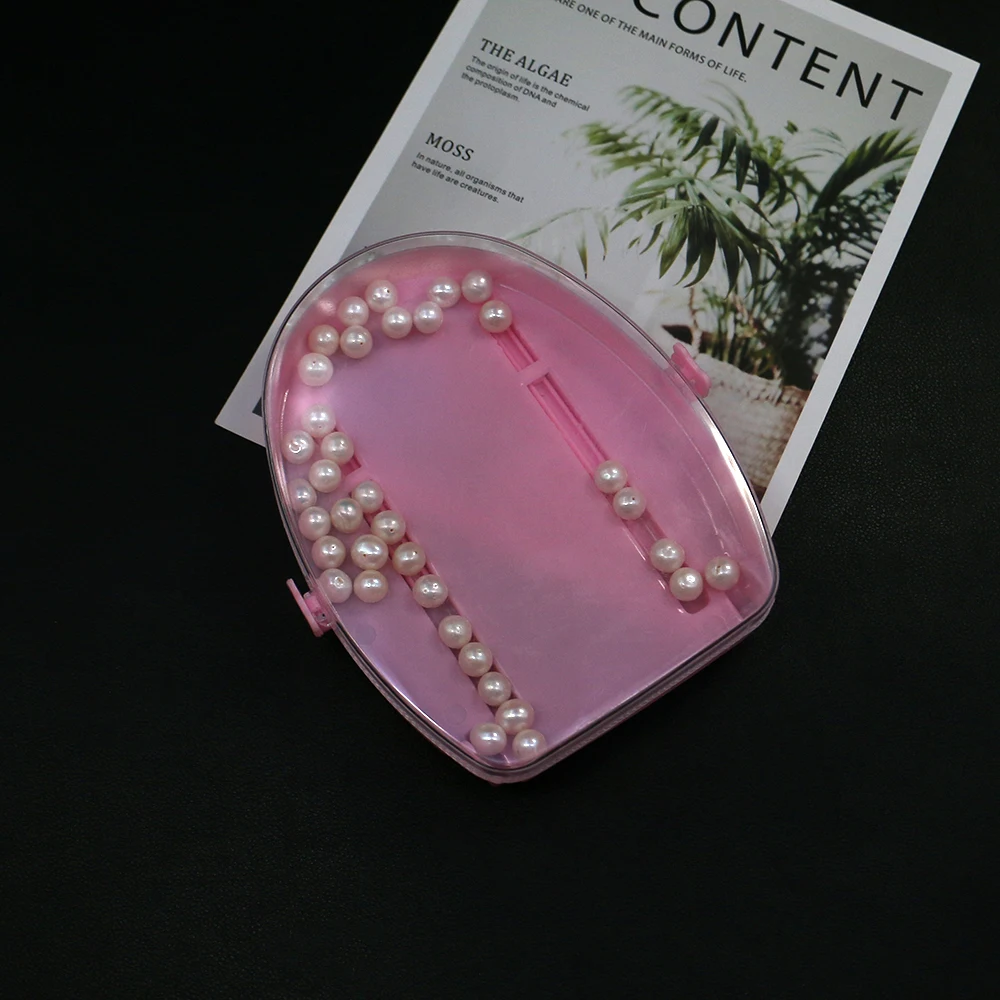 

Geometric Plastic Jewelry Display Box 108x135mm Pink Base Transparent Lid Single Compartment Storage Box For Storing Small Bead