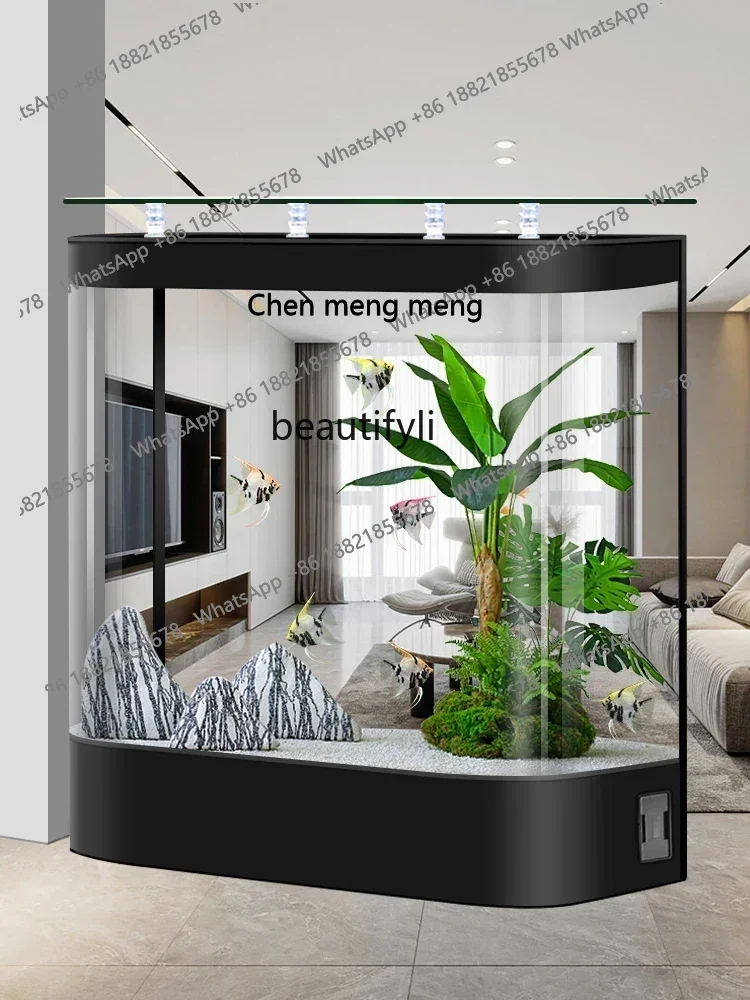 S7486 ss Light Luxury Fish Globe Medium and Large Floor Lazy People Free Water Circulation Ecological Filter Aquarium