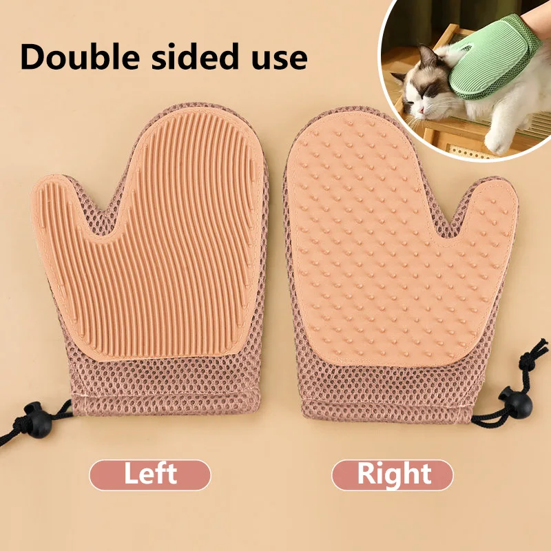 Pet Grooming Glove Efficient Cat Dog Hair Remover Gentle Massage Tool Double Sided Brush Stress Free Easy Hand Wash Remover Glov