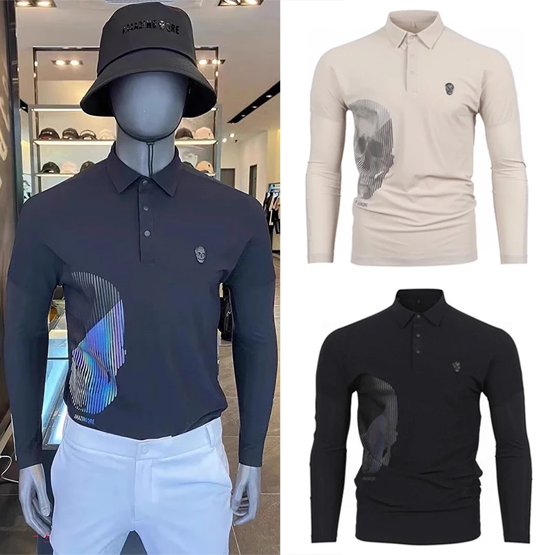 Golf Men's Korean Version Sports Long Sleeved T-shirt Slim Fit Fashion Collar Versatile Logo Printed Man Golf Top