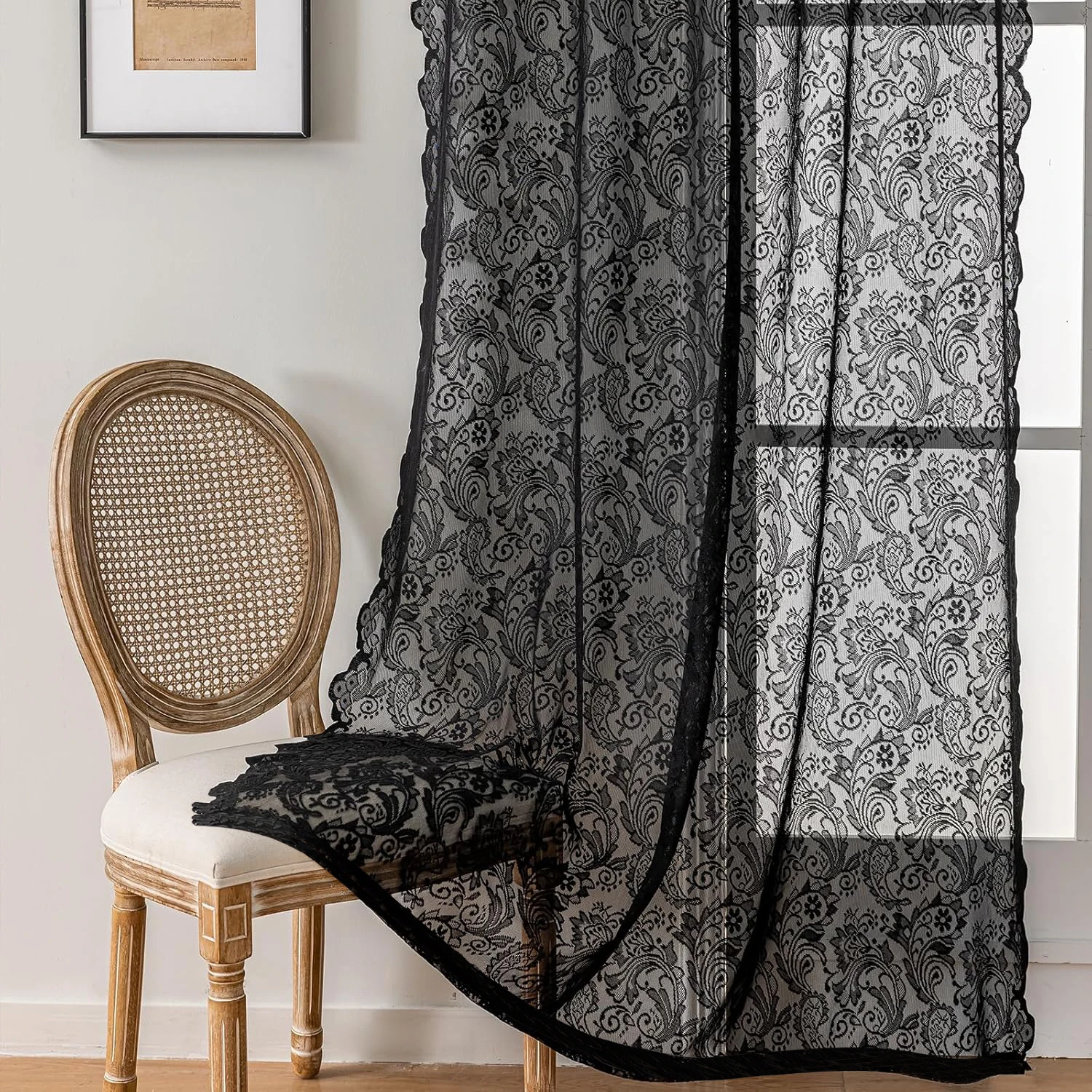 2PCS Black Phoenix Tail Curtains Are Wrinkle-Resistant, Wear-Resistant, Simple and Versatile, Universal for Bedrooms and Living