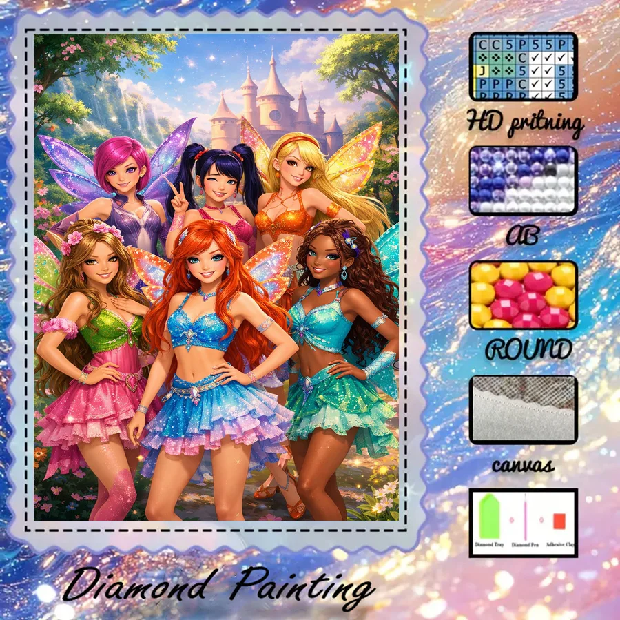 1 piece - 5D-DIY - Flocking cloth - Special drill - Diamond painting set - Fairy fairy tale - Mosaic - Diamond art