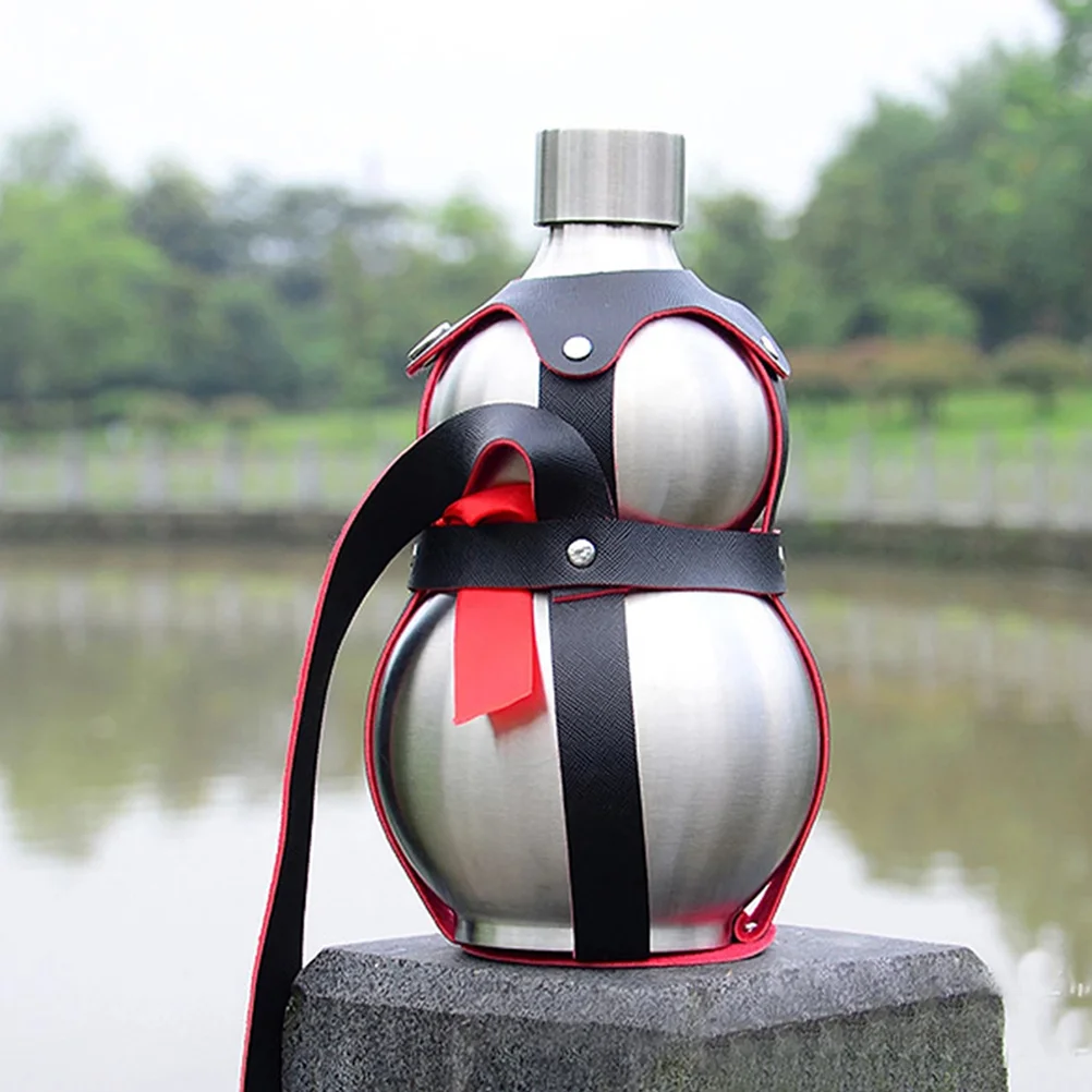 

1 Set Of Stainless Steel Gourd Hiking Camping Leakproof Portable Liquor Container With Sealing Lid Outdoor Storage Holder Gourd