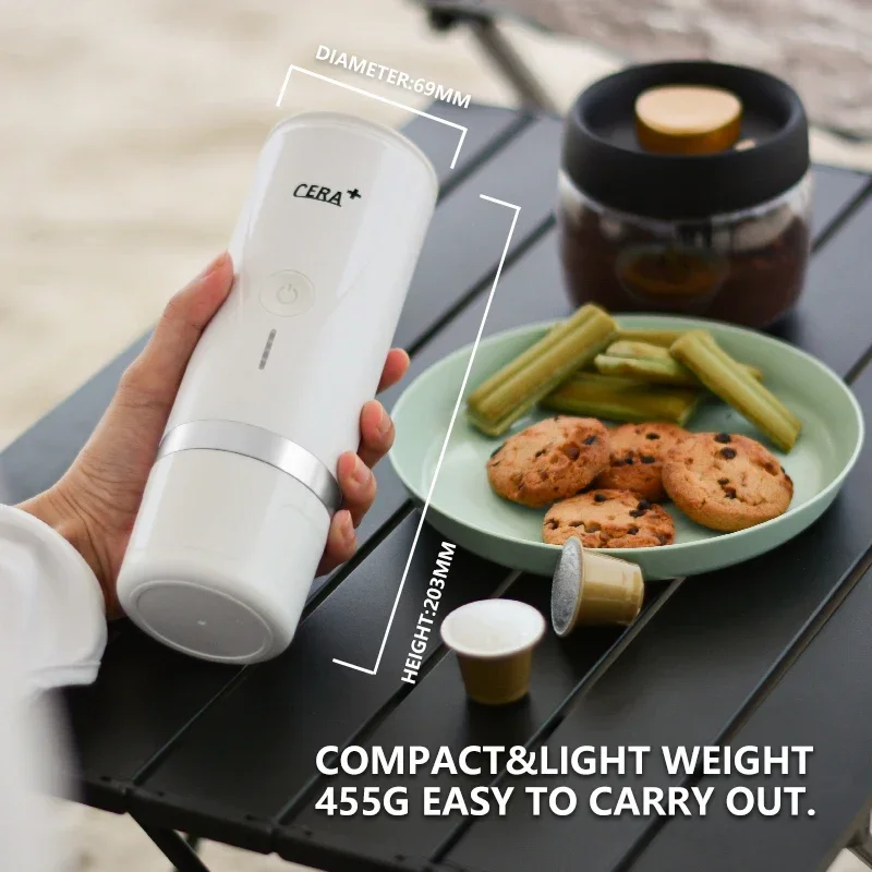 CERA+ Portable Coffee Mmaker Portable Pod Coffee Maker Mini Automatic Espresso Handpress Pod Portable Coffee Machine