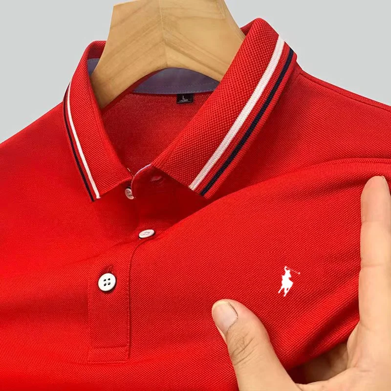 Polo de manga corta para hombre, camisa de marca con bordado auténtico, versátil, ligera, de lujo, superventas, verano, 2024