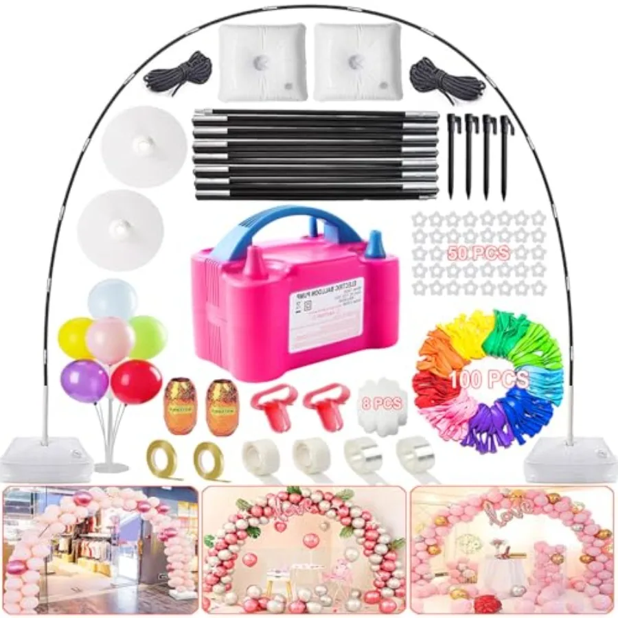 

Balloon Arch Kit and Balloon Pump, 9Ft Tall and 10Ft Wide Adjustable Balloon Arch Stand Kit with Electric Pump, Balloons and Ac