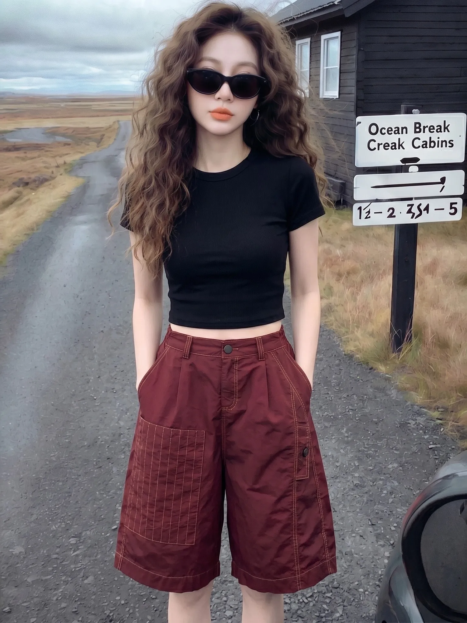 

Simple Versatile Color Five-Point Casual Shorts Women's Summer 2026 New High Waist Slimming Wide Leg Pants