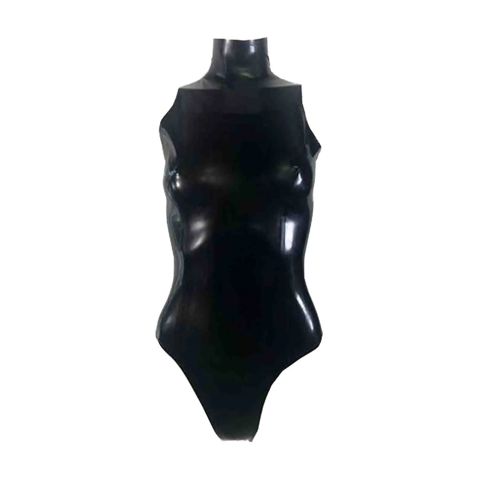 

MONNIK Black Latex suit sexy Tight women Rubber Sleeveless catsuit Mock Turtleneck Custom Made underwear vest corset