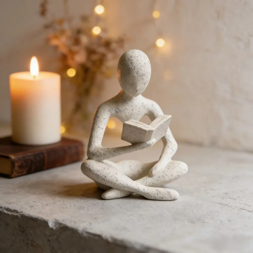 Modern Mini Reader Sculpture Ornament Abstract Minimalist Reader-Shaped Statue Decorative Reader Sculpture Bookshelf Decor