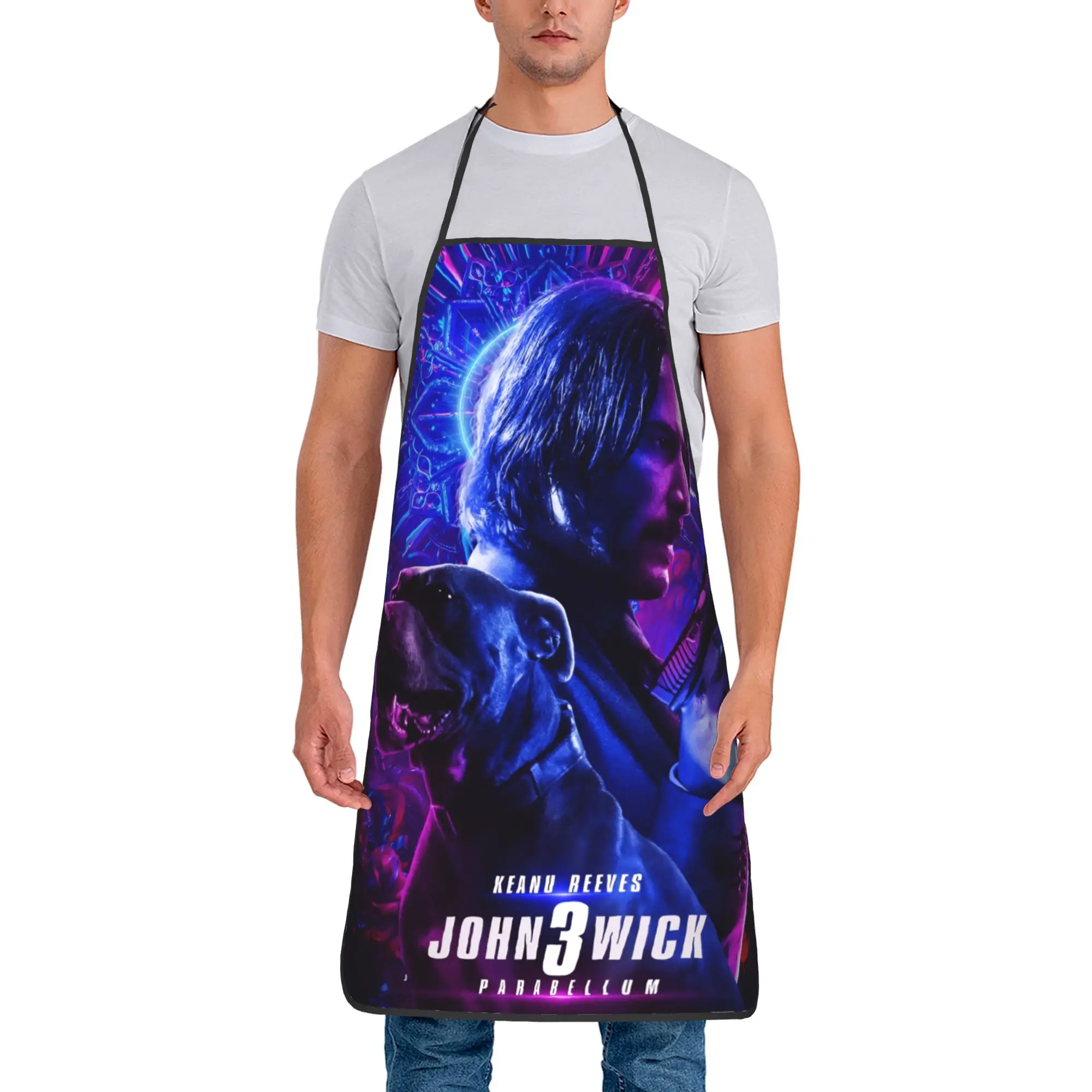 

John Wick Movie Printed Apron Cooking Manicure Kitchen Accessories Work Fashionable Aprons without Pocket