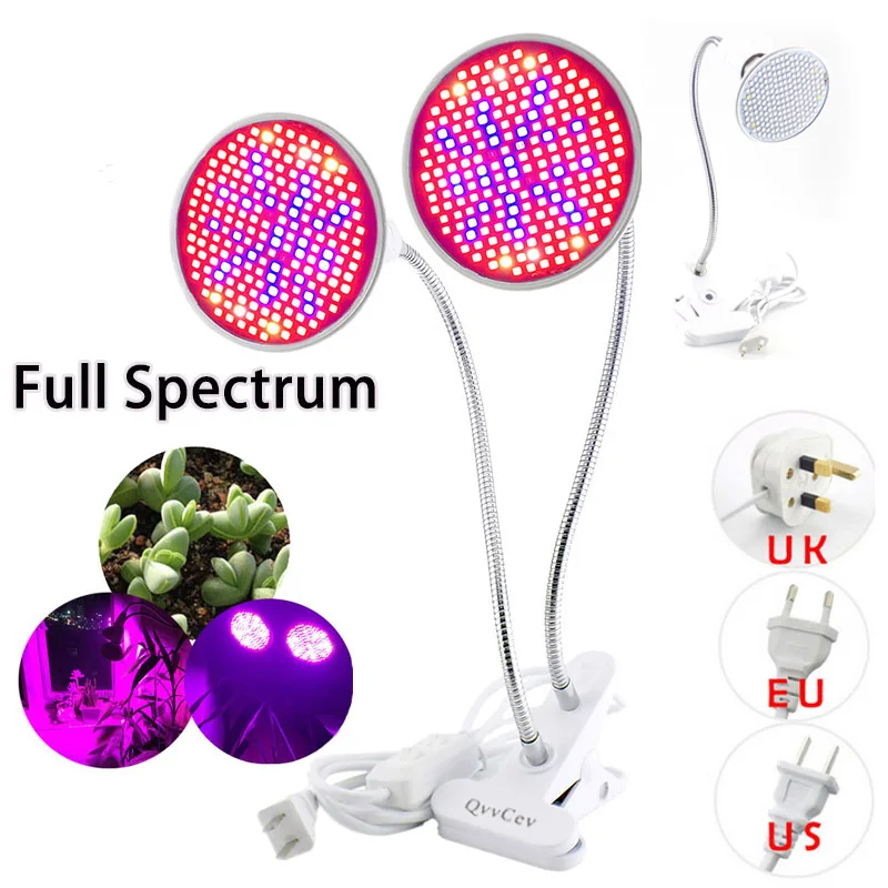 200 LED Full spectrum Plant Grow Light Lamp UV IR Growing Bulbs Hydro clip holder for Flower Veg Indoor Greenhouse growbox tent