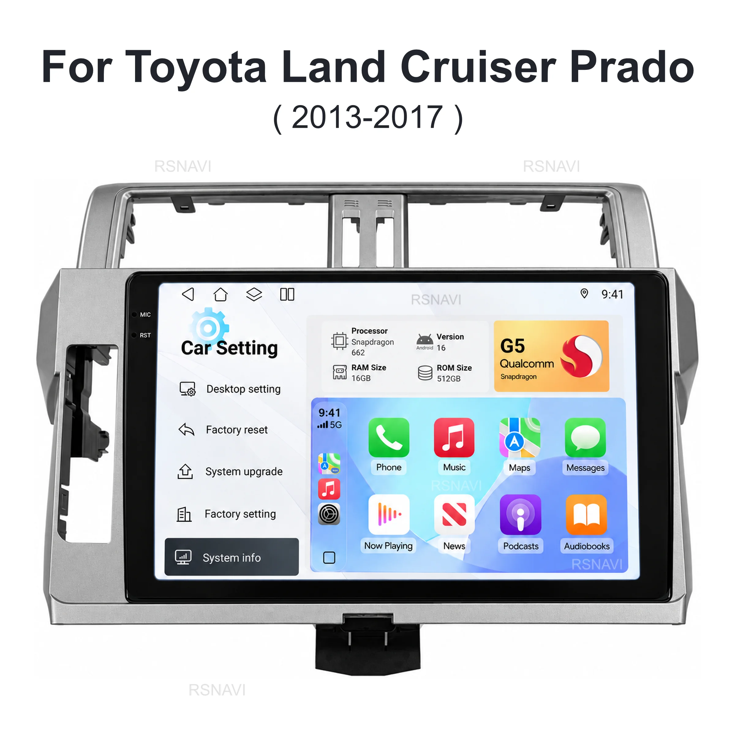 Android 16 For Toyota Land Cruiser Prado 150 2013 - 2017 2K QLED Android Car Radio Multimedia Video Player GPS Stereo CarPlay 4G