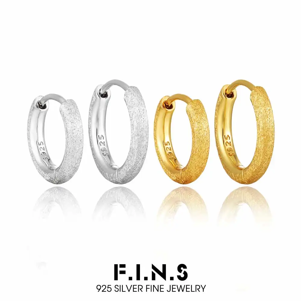 

F.I.N.S Minimalist Circular Matte S925 Sterling Silver Ear Buckles for Women Geometric Round Piercing Hoop Earrings Fine Jewelry
