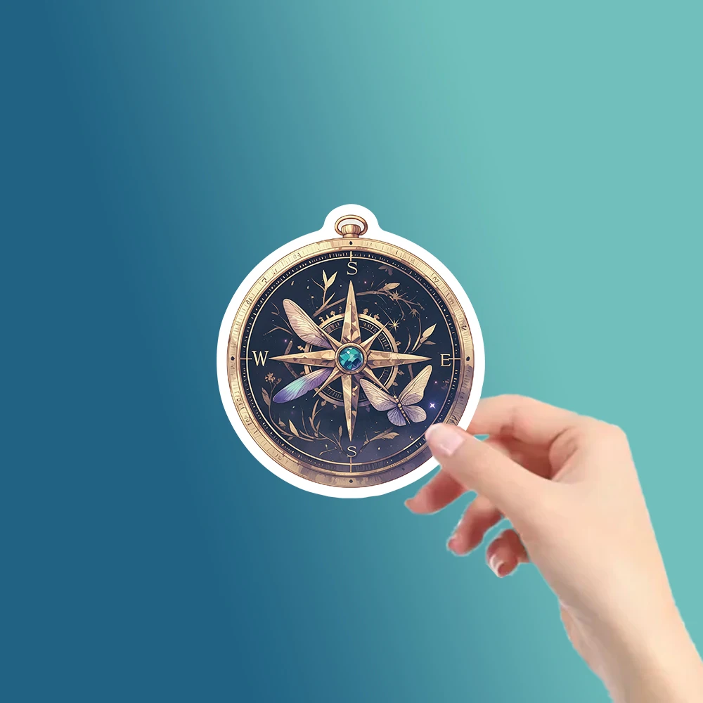 54pcs Antique Style Mythical Compass Stickers Set - Vintage Navigator Decals for Desk Decor, Laptop, Adventure Scrapbook