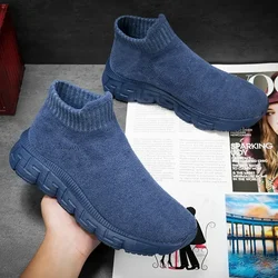 Womens Sneakers New Slip-On High Tops Women Sneakers Brand Fashion Breathable Men City Leisure Sock Shoes Female Tennis Trainers