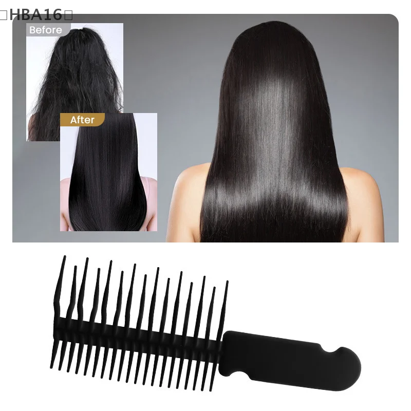 ใหม่ฟันกว้าง Anti-knotting แปรงเปียกไม่ทําลายแปรงผมสีดําฟางข้าวสาลี V-splint Straightening Comb Hair Care