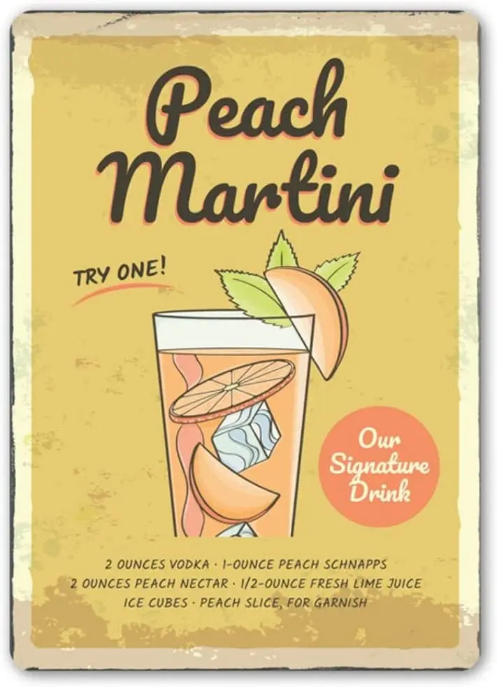 Peach Martini Signature Drink Sign, Custom Drink Gift, Custom Bar Drink Gift, Peach Martini Gift, Peach Martini Bar