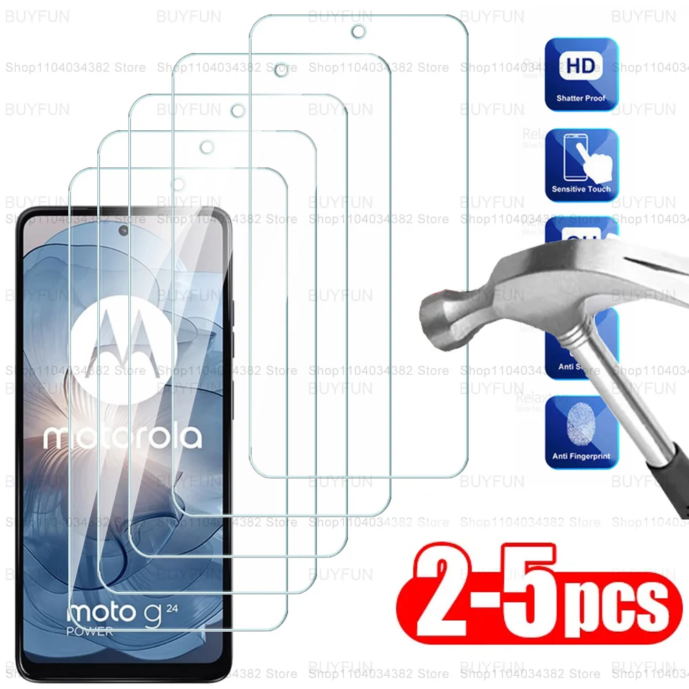 2-5Pcs Cover Tempered Glass Screen Protector For Motorola Moto G04 4G Glass On G04s G14 G24 Power G34 G54 G64 G84 G55 G45 G35 5G