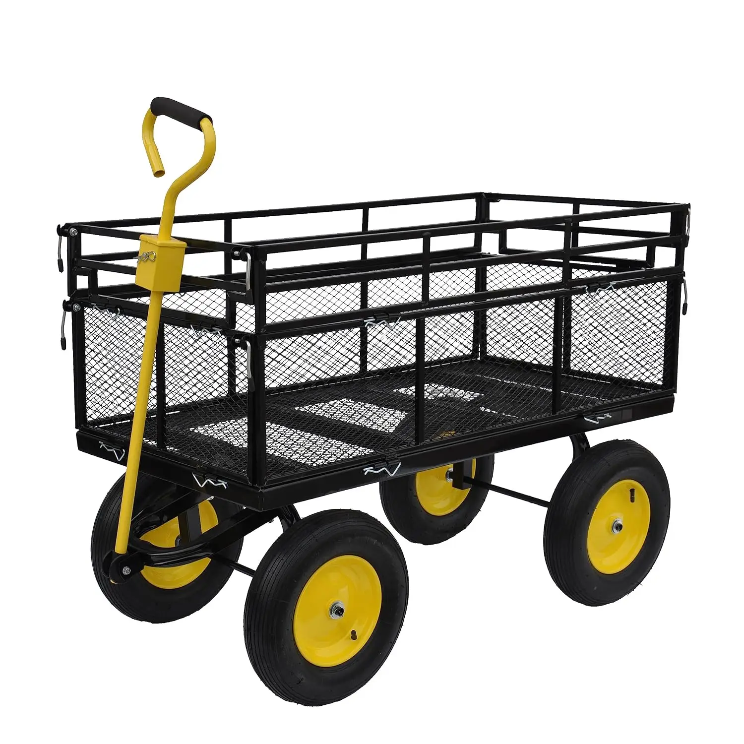 Heavy-Duty Iron Garden Wagon 1100 lbs Capacity 15 inch Pneumatic Tires for Firewood Debris Outdoor 55x24x46.8 inch, Customized