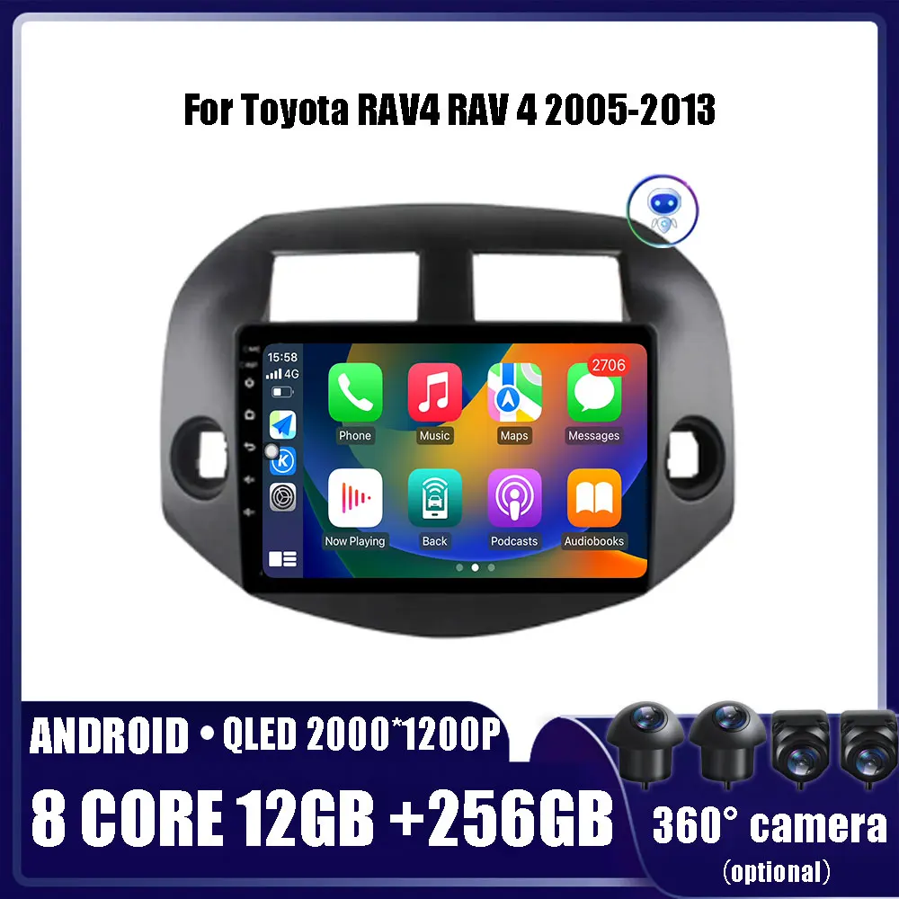 Car Radio Android OS Carplay For Toyota RAV4 RAV 4 2005-2013 Multimedia Stereo Autoradio GPS Navigation 10 inchscreen 4G