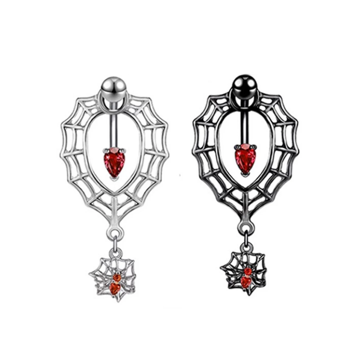 6-piece Set of Stainless Steel Bat Navel Ring Red Zircon Upside Down Navel Ring for Women Halloween Navel Buckle 2023 Jewlery