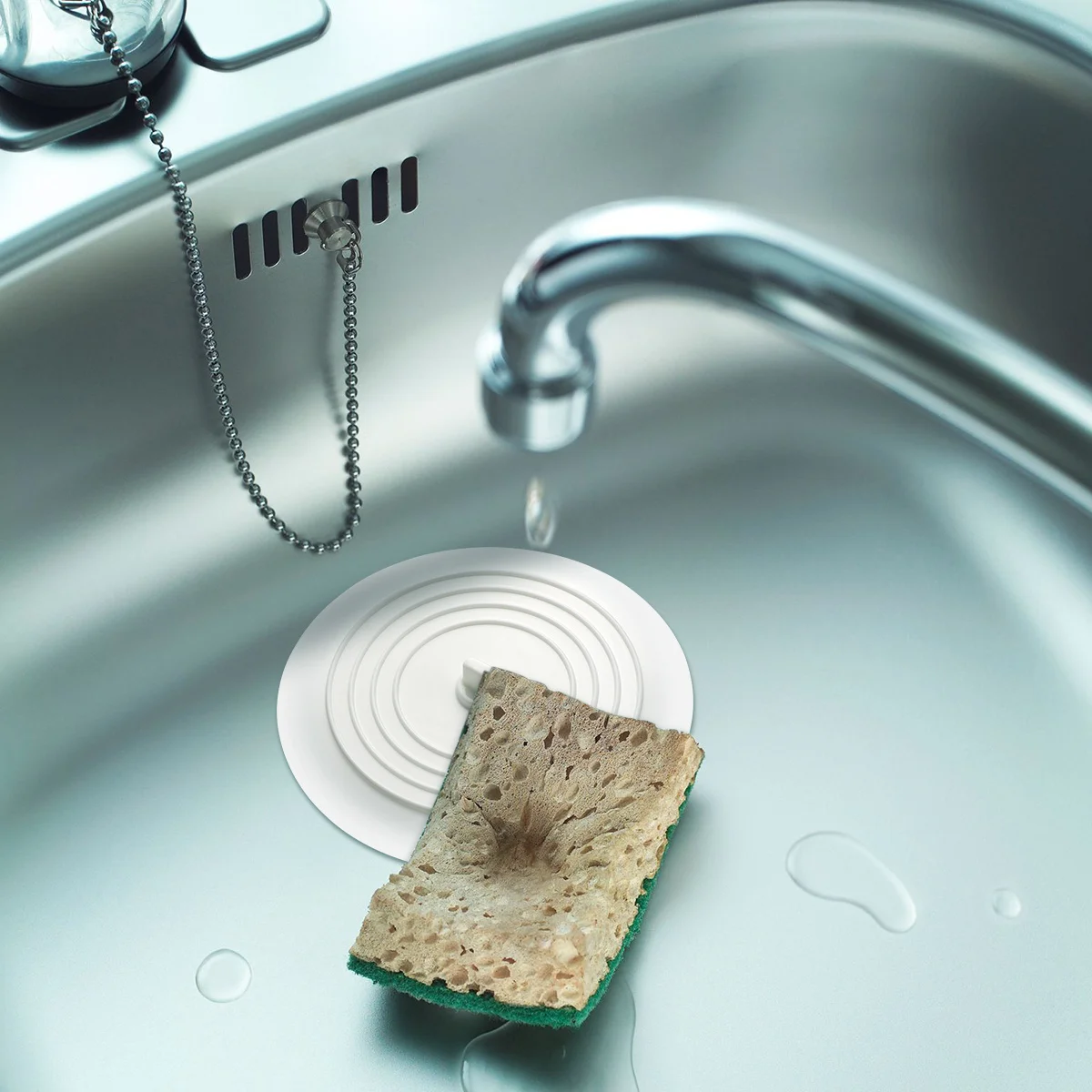 Bouchon d'évier en Silicone facile à nettoyer, 1 pièce, forte Adsorption pour les cuisines, les salles de bains, les buanderie, joint d'eau parfait blanc