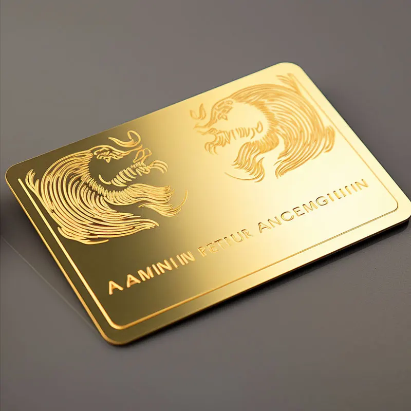 Customized.product.unique company VIP custom logo embossed gold plated metal business card