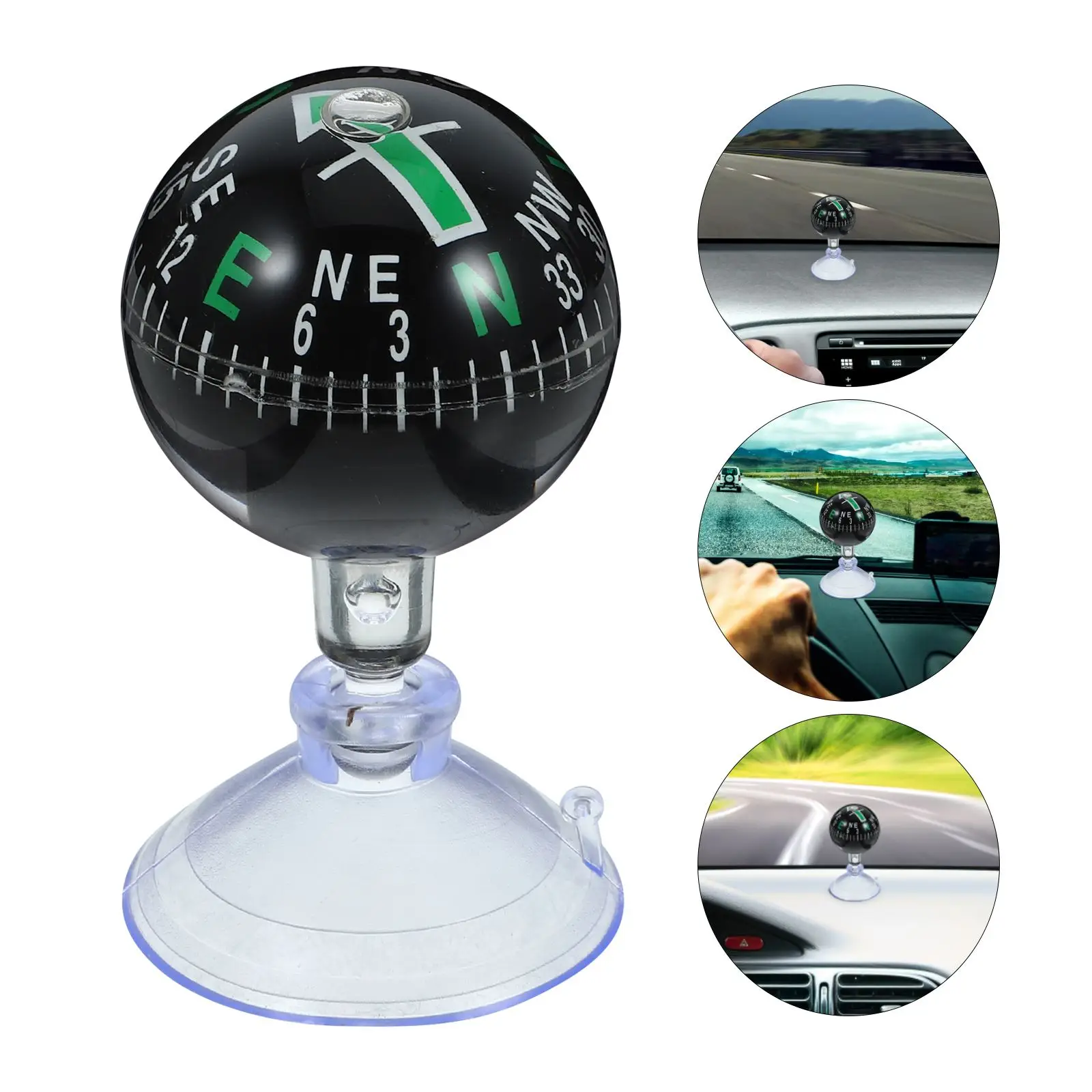 Car Compass Portable Automotive Compass Ball Dashboard Compass for Auto Boat Truck