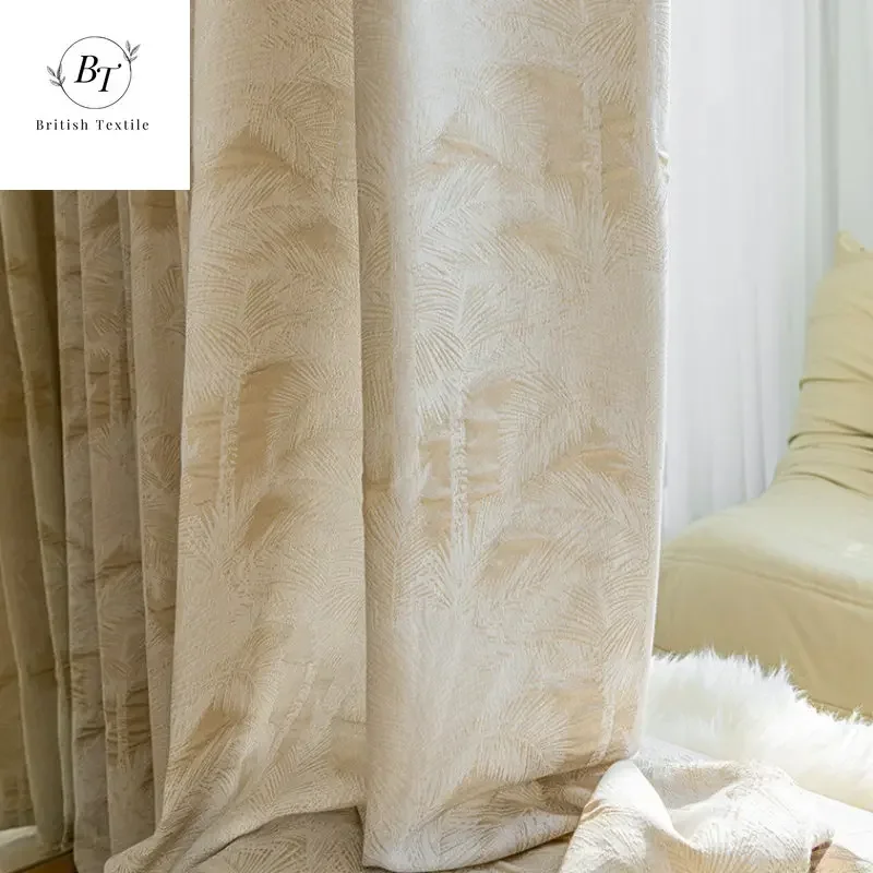 

French Curtains for Living Dining Room Bedroom Embossed Curtain Curtain High-end Window Tulle High-end Thick Fabric Curtain