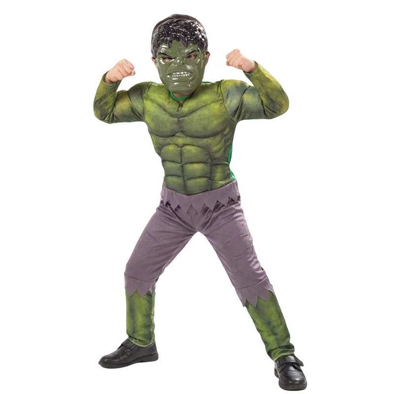 Boys Girls Hulk Costume Superhero Muscle Outfit with Green Gloves for Role Play Halloween Party Cosplay Carnival Costumes