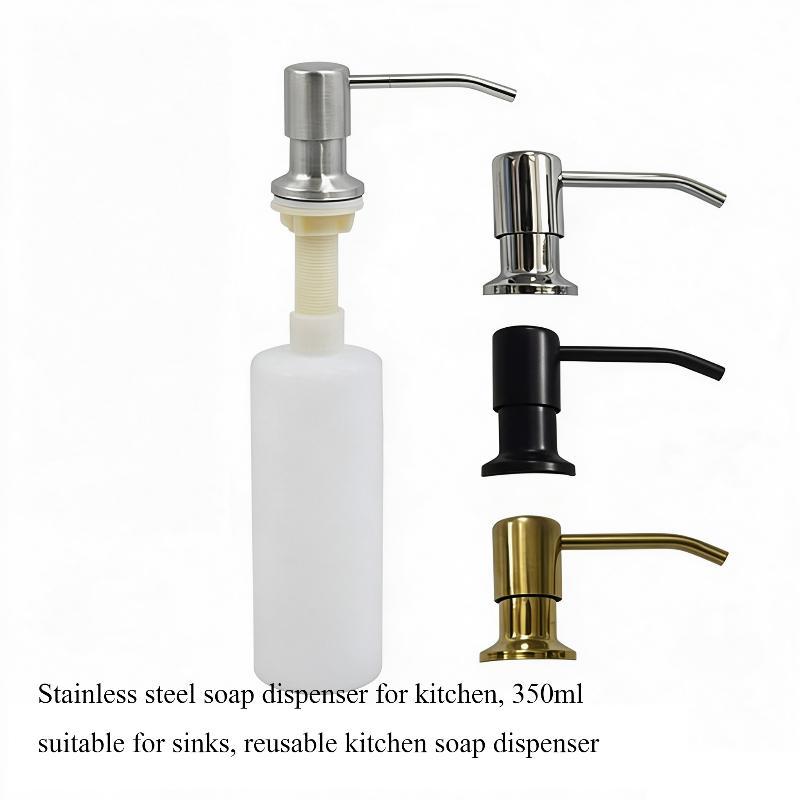 Drip Free Stainless Steel Sink Soap Dispenser 1Pcs Manual Press Pump for Kitchen Dish Soap Hand Lotion Countertop