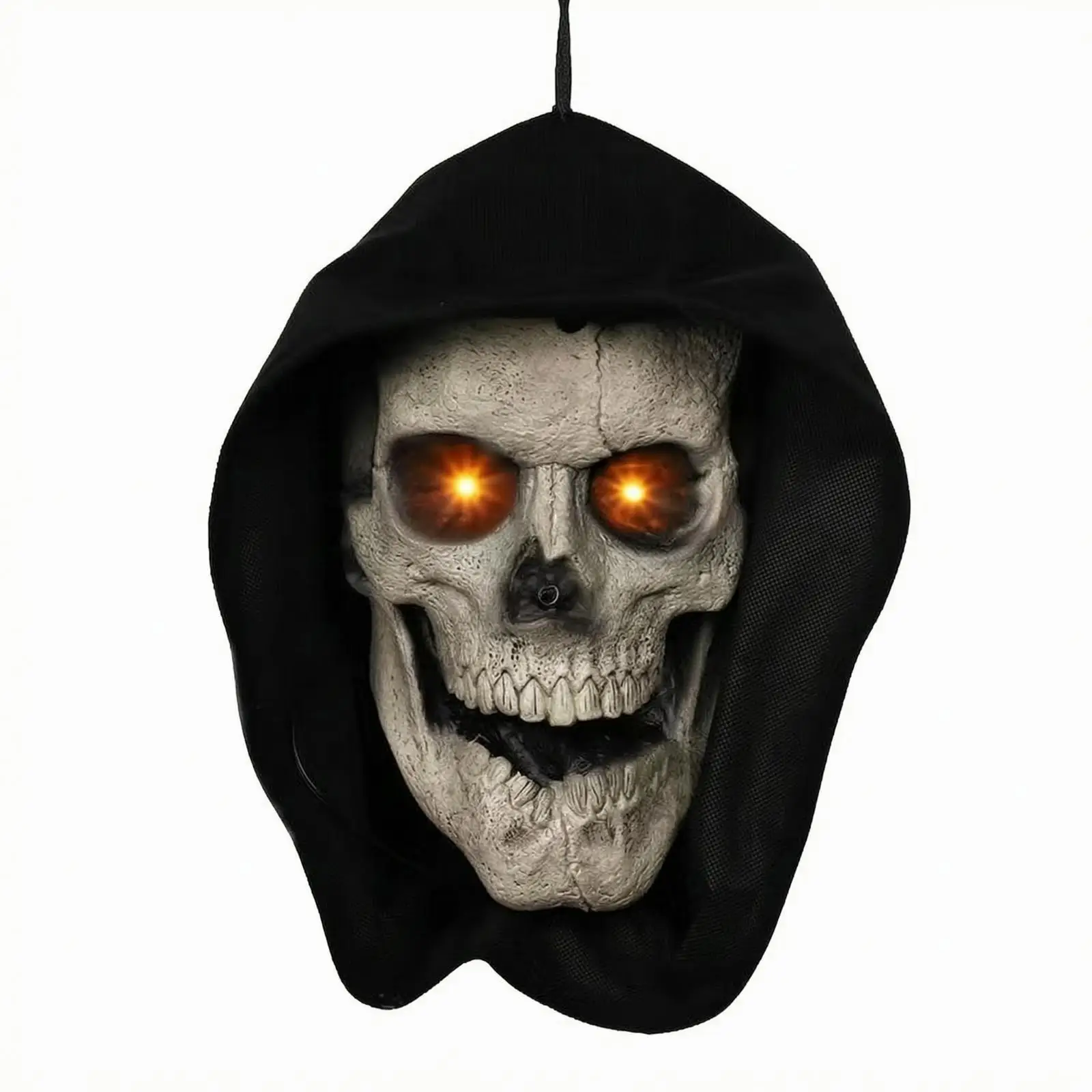 Sound Activated Skull Decoration Light Up Lamp for Halloween Party Table Eerie Cranium Plastic Prop