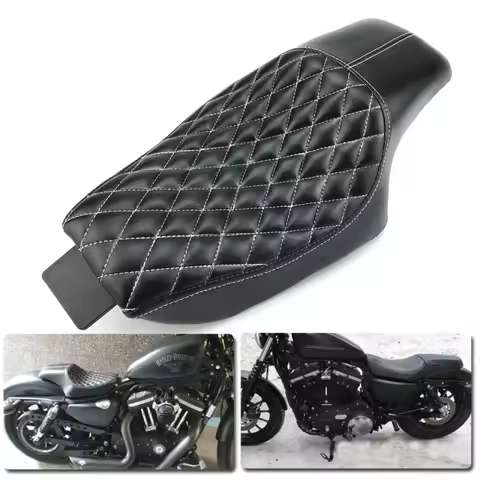 For Harley Sportster XL 883 Iron X48 XL883 1200 Forty-Eight 2004-2016 Motorcycle Leather Two Up Driver Front Rear Passenger Seat