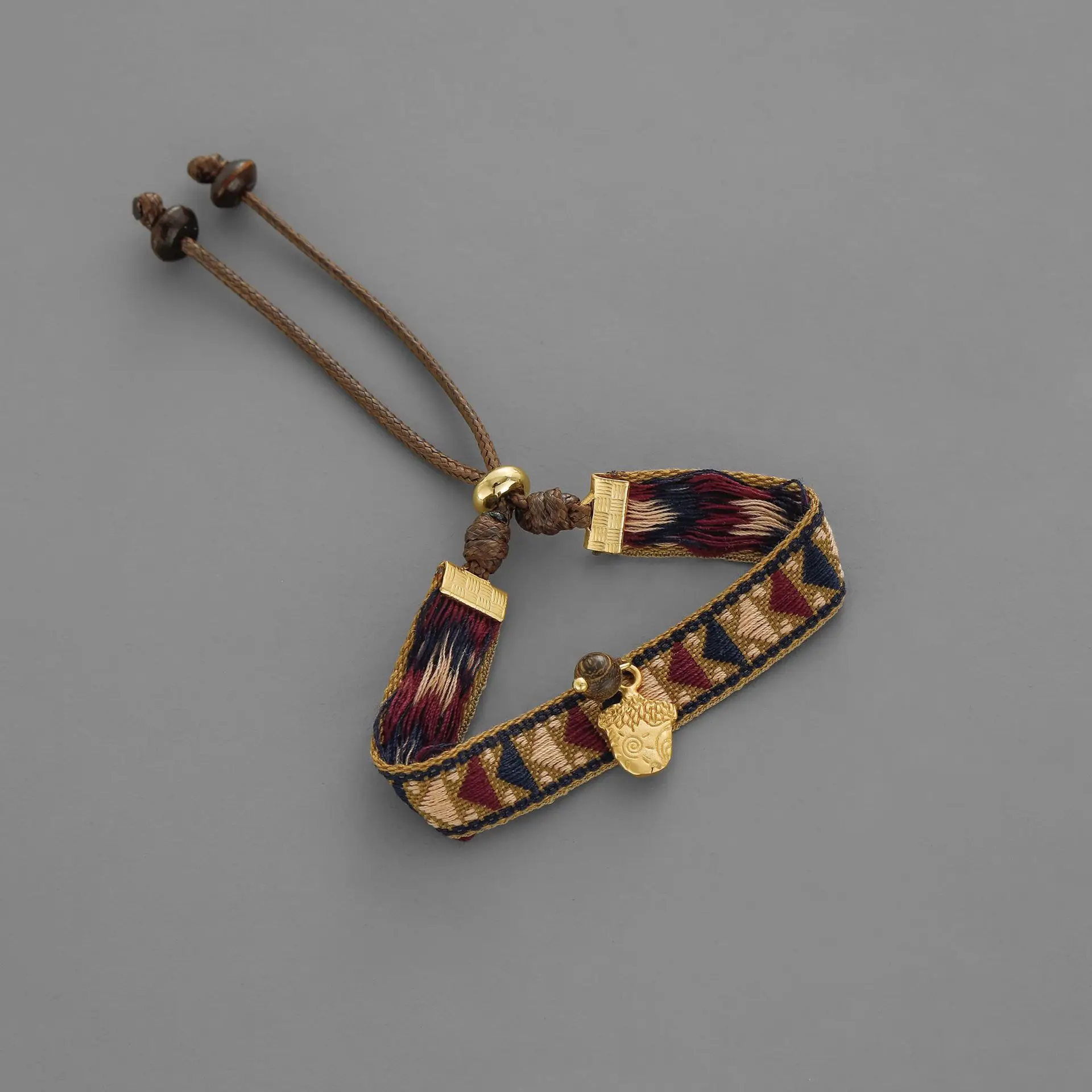 2026 New Woven Pine Cone Wide Webbing Bracelet, Ethnic Nomadic Minimalist Niche Handmade Wrist Jewelry for Women