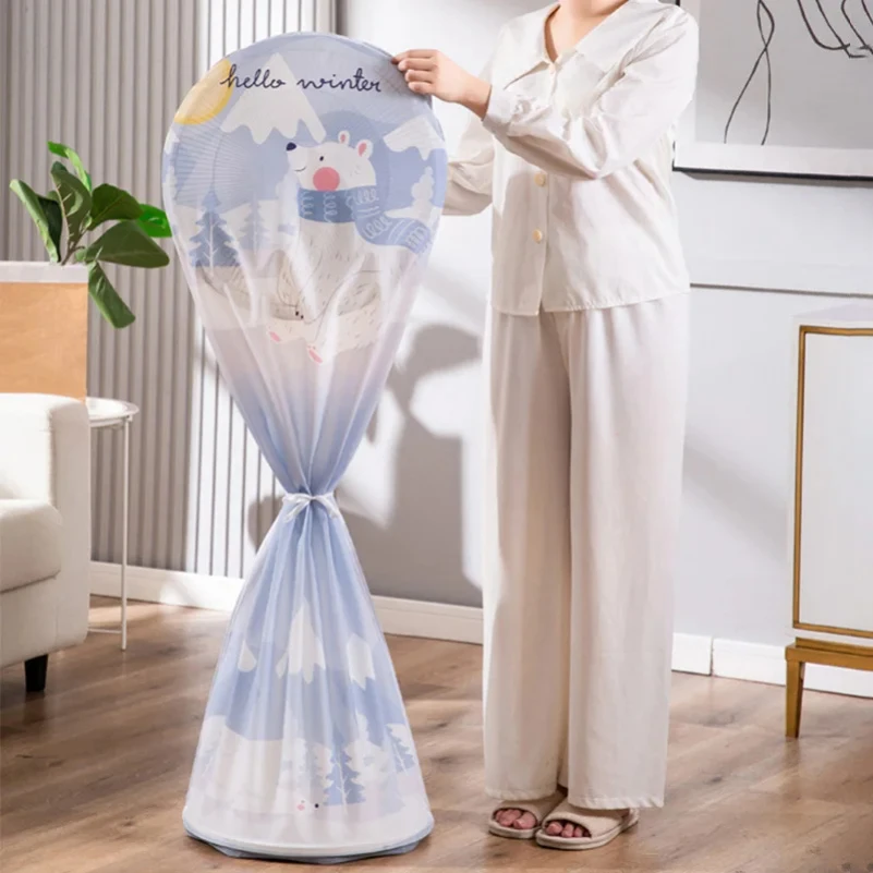 غطاء مروحة أرضية قابل للغسل مقاوم للماء والغبار وغطاء حماية مروحة كهربائية مستديرة غطاء تخزين منزلي عالمي