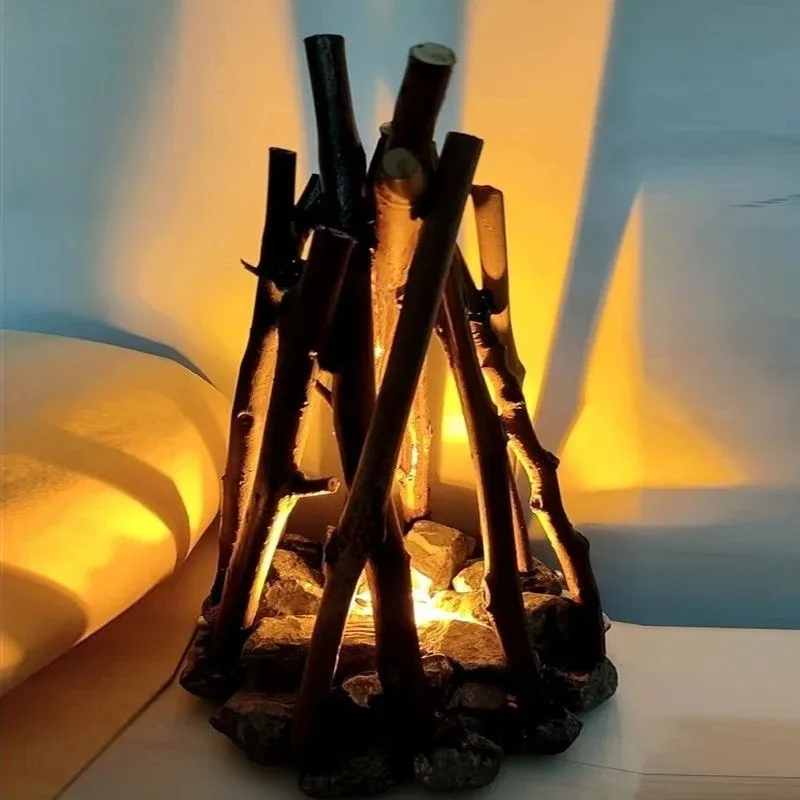 Retro creative night light original ecological stone handmade tree branch shaped LEDambient light desktop decoration bar counter