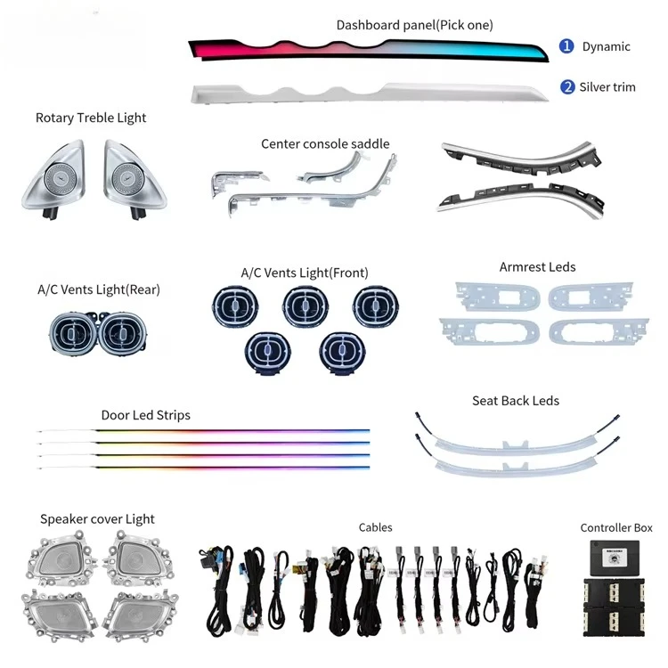 Wholesale Car Interior Lighting for  W206 Ambient Light Kit 2022-2025 64 Colors App Control Atmosphere Lamp