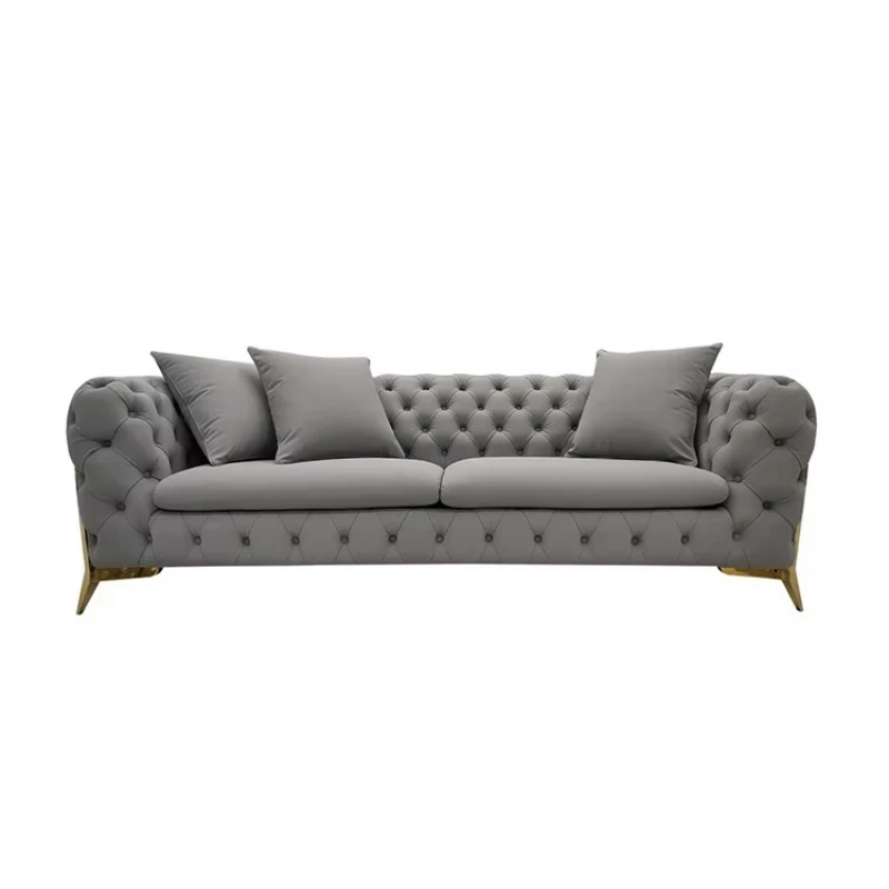 Blue velvet button sofa tufted sofa living room sectional sofa