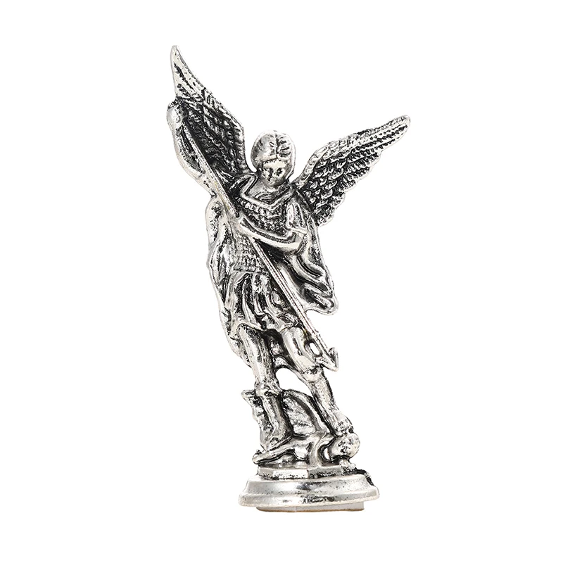 Christian Saint Michael FigurineThe Archangel Defeating Satan Guardian Statues Zinc Alloy Ctafts For Home Room Tabletop Desktop